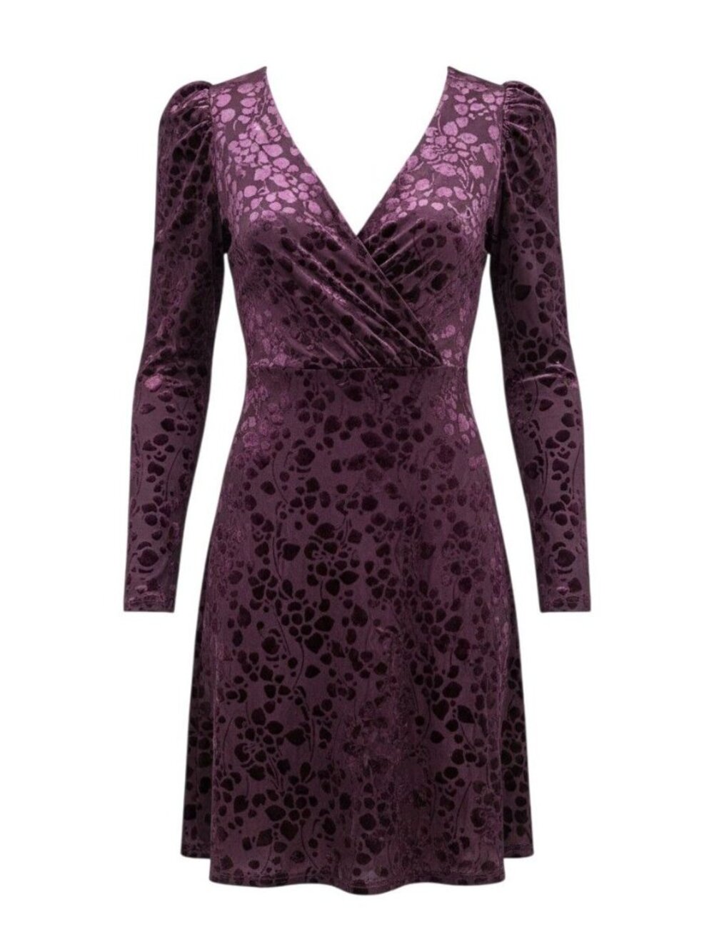 Tommy Hilfiger Purple Velvet Burnout Floral Long Sleeve Wrap Dress Size 4 NWT